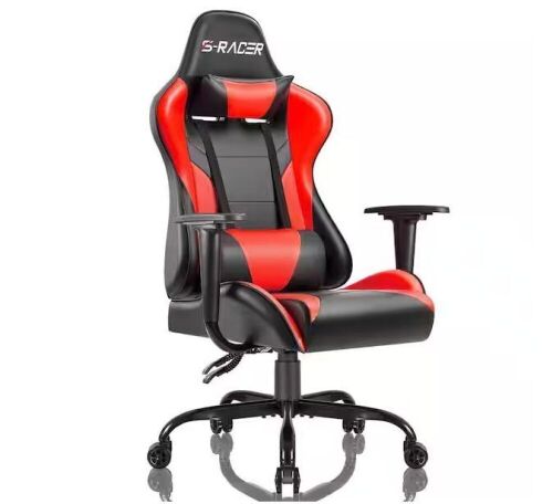 High Back Racing Computer Gaming Chair PU Leather Adjustable Seat Height with Headrest - Lot 269