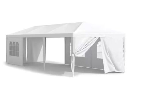 10 ft. x 30 ft. White Outdoor Gazebo Wedding Party Tent with Removable Sidewalls - Lot 186