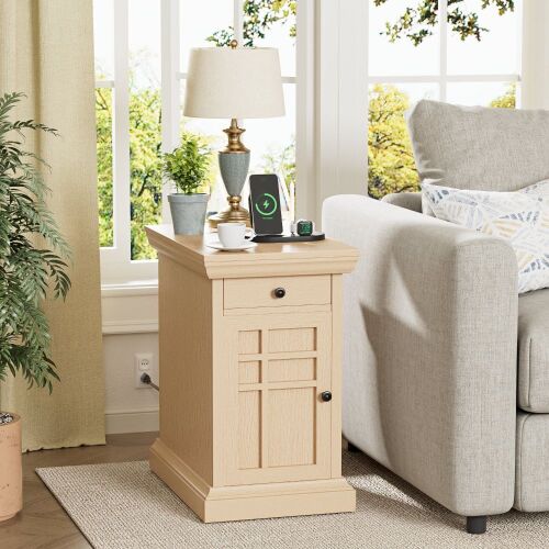 Side Table with Drawer, USB Ports & Power Outlets - Lot 133