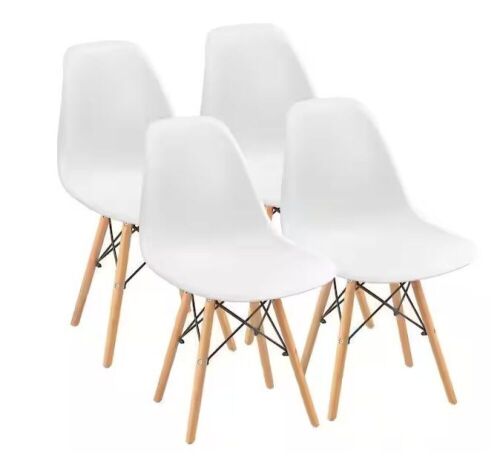 Eames White Pre Assembled Mid Century Modern Style Dining Chairs, Set of 4  - Lot 153