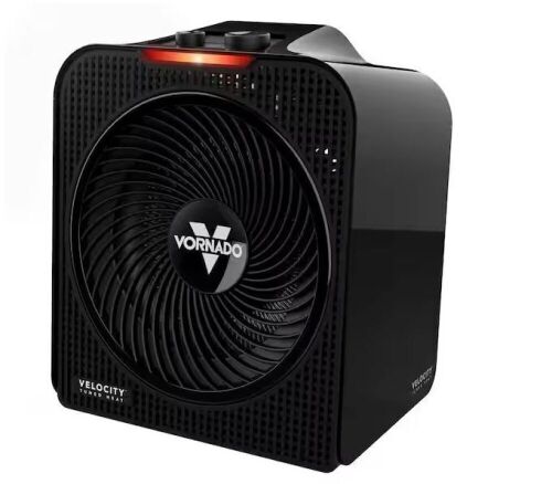 Vornado Velocity 3 Whole Room 1500-Watt 5118 BTU Electric Space Fan Heater, Adjustable Thermostat and Safety Features, Black - Lot 675