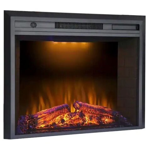 36 in. 750-Watt/1500-Watt Black Electric Fireplace Insert - Lot 383