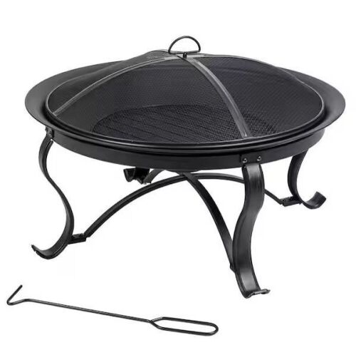 Hampton Bay Sadler 30 in. x 19 in. Round Steel Wood Burning Fire Pit in Rubbed Bronze - Lot 403