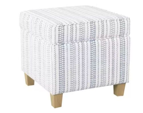 Homepop Square Blue Stripe Ottoman with Lift-Off - Lot 463