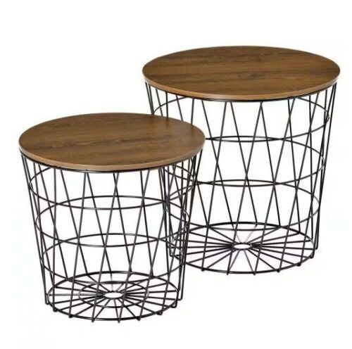 HOMCOM Mordern 17.25 in. Black Round Wood End Tables - Lot 493