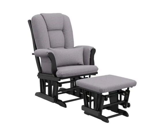 Storkcraft Tuscany Black with Gray Swirl Cushion Glider and Ottoman Set - Lot 503