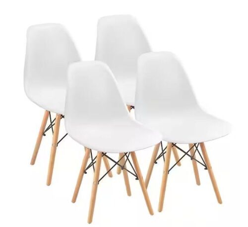 Eames White Pre Assembled Mid Century Modern Style Dining Chair, Set of 4  - Lot 653
