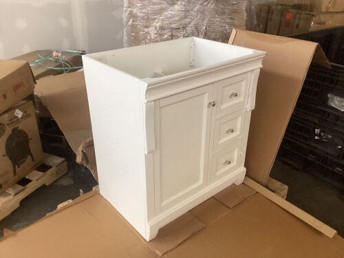 Naples 30 in. W x 21.63 in. D x 34 in. H Bath Vanity Cabinet without Top in White - Damage to Back   - Lot 663