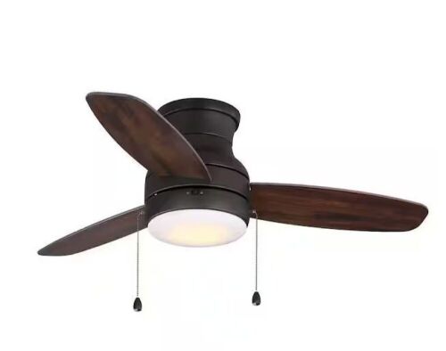Ashby Park 44 in. White Color Changing Integrated LED Bronze Ceiling Fan with Light Kit and 3 Reversible Blades  - Lot 673