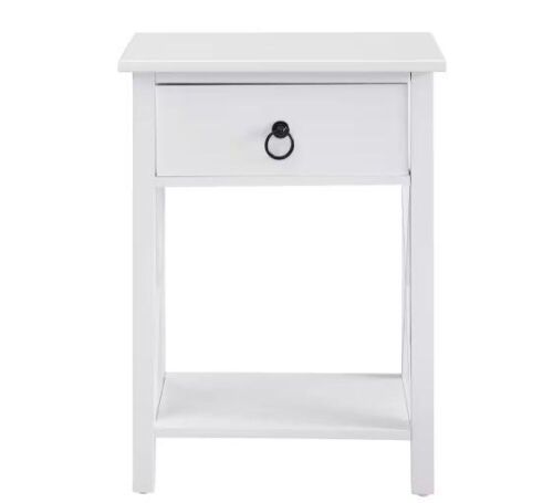1-Drawer Wooden End Table with Storage Shelf - Lot 723
