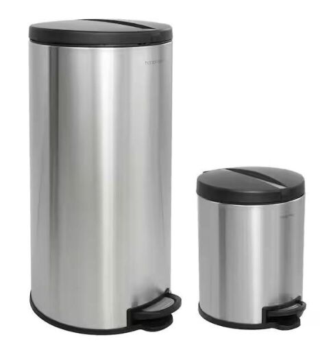 Oscar Round 8 Gal. Stainless Steel Step-Open Trash Can with Mini Trash Can - Lot 753