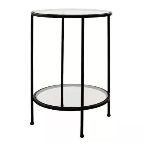 Bella Round Antique Bronze Metal and Glass Accent Table, 18 in. W x 24 in. H  - Lot 530