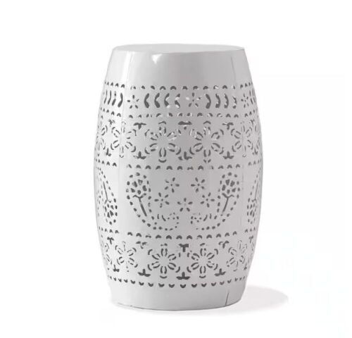 Noble House Ruby White Round Metal Outdoor Side Table  - Lot 540