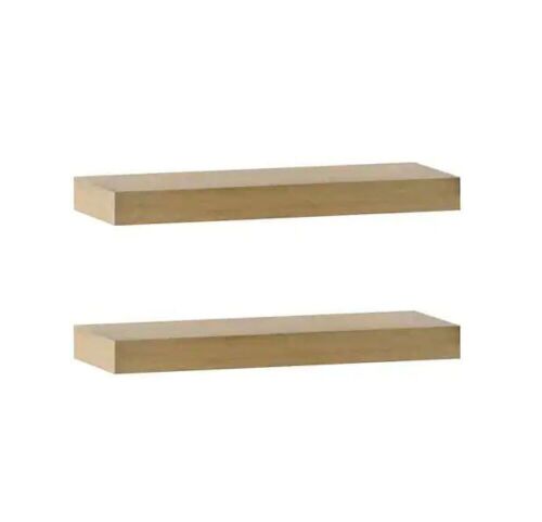 Boardwalk Birch Wood Floating Decorative Wall Shelf with Brackets, 1.38" x 15.63" x 5.75", Set of 2 - Lot 650