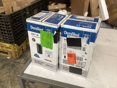 Lot of (2) DuraVent DVL 6 in. x 12 in. Double-Wall Chimney Stove Pipe in Black & (1) DuraVent DuraPlus 6" Storm Collar  - Lot 758