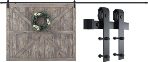 SMARTSTANDARD 18 Feet Heavy Duty Sturdy Sliding Barn Door Hardware Kit, Fit 108" Wide Door Panel - Lot 710