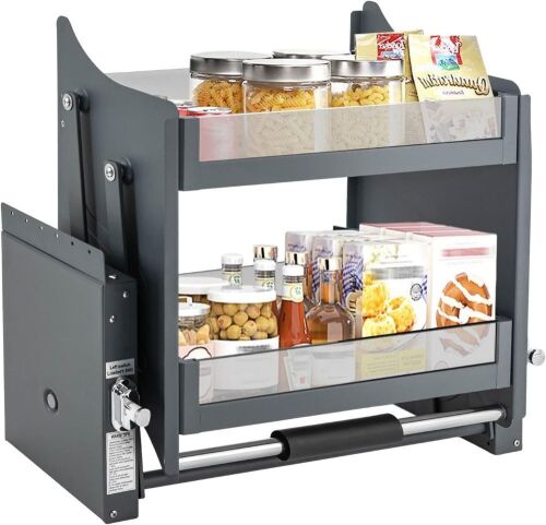 2-Tier Mounted Wall Cabinet Pull-Down Shelving System for 24" Cabinet - One Corner Bent - Lot 456