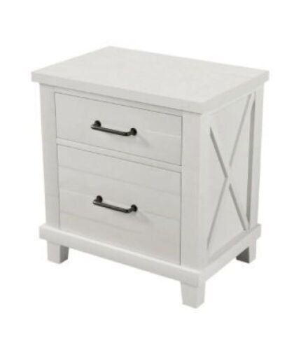 Rustic Farmhouse Style Solid Pine Wood Two-Drawer Nightstand - Lot 481