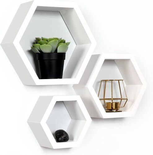 Hexagon Boho Shelves, Set of 3  - Lot 521