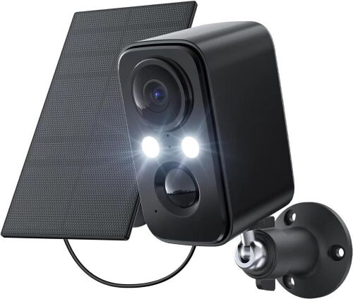 IHOXTX Wireless Outdoor Flood Light Solar Security Camera with Color Night Vision, PIR Human Detection, 2-Way Talk, IP66 Waterproof, SD Card/Cloud Storage  - Lot 458