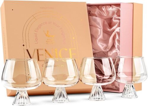 GLASSIQUE CADEAU Venice Goblet Cocktail Glasses 17oz, Set of 4  - Lot 722
