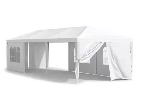 10 ft. x 30 ft. White Outdoor Gazebo Wedding Party Tent with Removable Sidewalls  - Lot 297