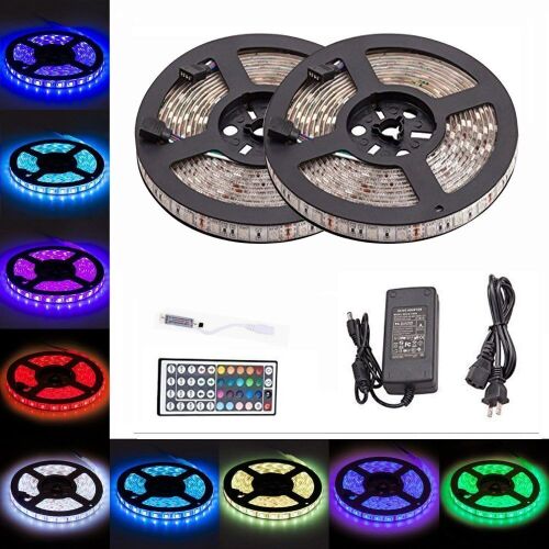 Lot of (5) 2 Reels 12V 32.8ft Waterproof Flexible RGB LED Strip Light Kit  - Lot 333