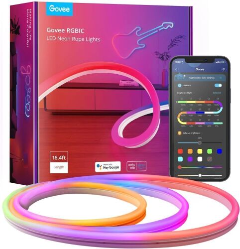 Govee RGBIC LED Neon Rope Light, 16.4ft - Lot 634