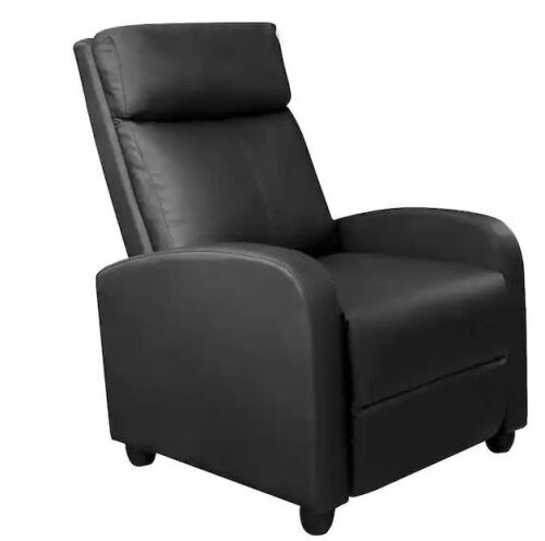 Black Single Recliner Chair Padded Seat PU Leather - Lot 139