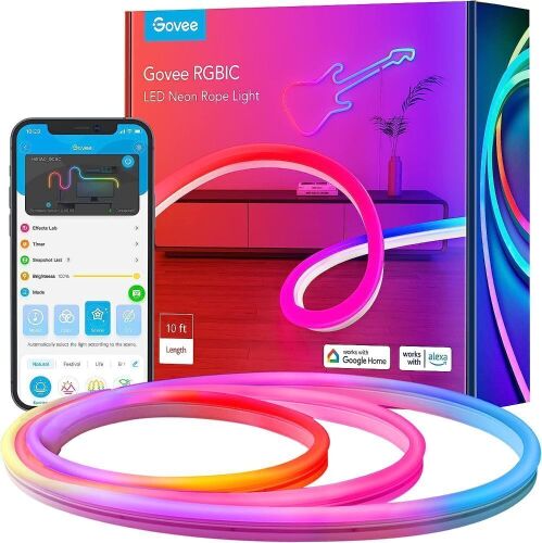 Govee Neon RGBIC LED Rope Lights, 10ft - Lot 704