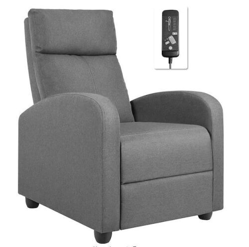 Gray Fabric Recliner Chair with Padded Seat and Massage - Lot 61