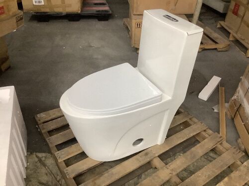 Swiss Madison St. Tropez 1-Piece 1.1/1.6 GPF Dual Flush Elongated Toilet in Glossy White - Previously Installed, Never Used  - Lot 268