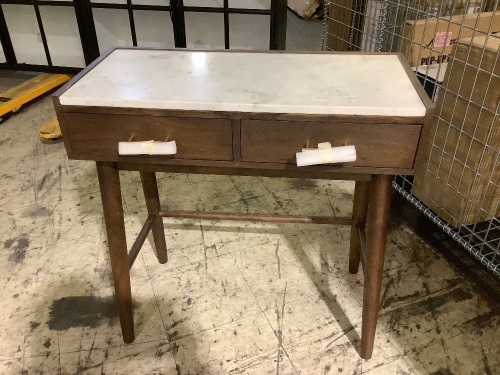 wood and marble console table 30x14x30 - Lot 20