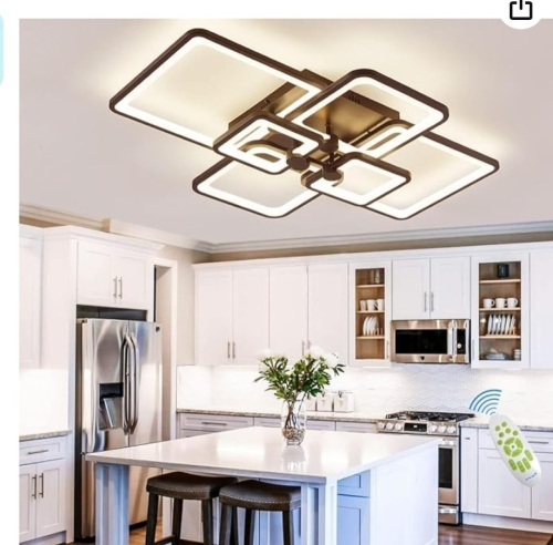 HiHiHomy Modern LED Ceiling Light, Dimmable with Remote Control, 3-Color Flush Mount, 3000K-6500K - Lot 186