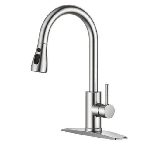 FORIOUS Kitchen Faucets, Brushed Nickel Kitchen Faucet with Pull Down Sprayer - Lot 198