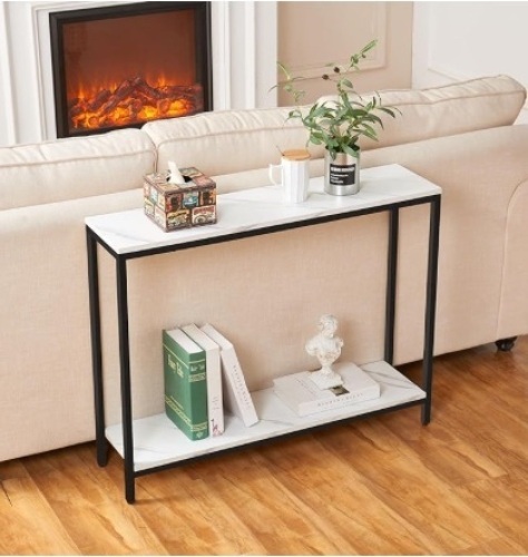 oglus Faux Marble MDF Sofa Table with Black Frame - Lot 211