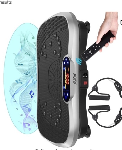 AXV Vibration Plate Exercise Machine Whole Body Workout Vibrate Fitness Platform Lymphatic Drainage Machine for Weight Loss Shaping Toning Wellness Home Gyms Workout for Women Men - Lot 193