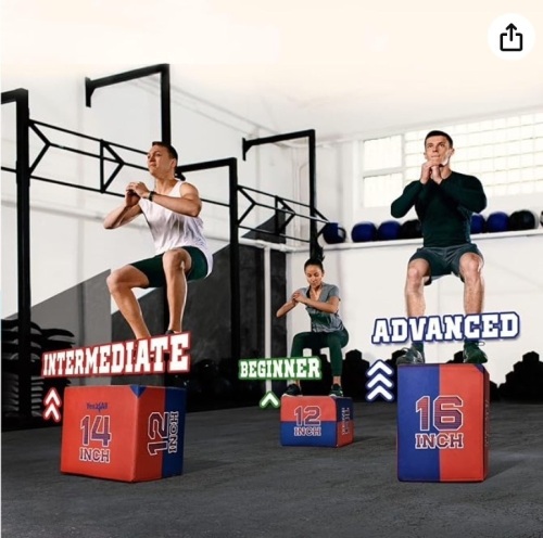 Yes4All 3-in-1 Soft Plyo Box Wooden Core - Basketball Version – Safe for Shins - Non-Slip Multi-Use Plyometric Box for Jumping, Conditioning, and Strength Training – Choose from 4 Different Sizes - Lot 224