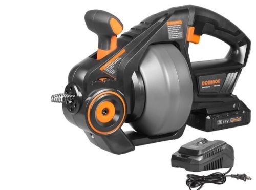 DOMINOX Electric Drain Snake with 2.0Ah Battery and 25FT Plumbing Snakes, Drain Snake Clog Remover for Unclogging Toilet, Sewer, Bathroom, Sink Drain Pipes. battery and charger not included - Lot 227
