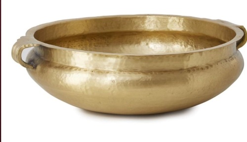 Serene Spaces Hammered Gold Handi Bowl - Decor for Living Rooms, Weddings, Restaurants, 5.25" Tall, 15.75" Diameter - Lot 233
