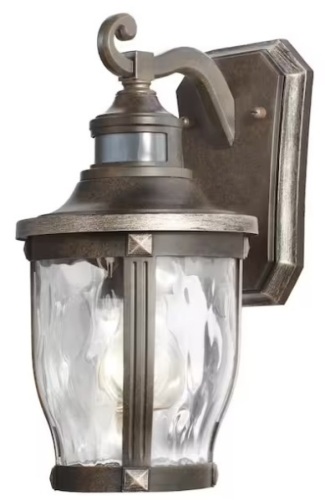 12.5" McCarthy 1-Light Bronze with Gold Highlights Outdoor Motion Sensor Wall Lantern Sconce $79.97 - Lot 202d