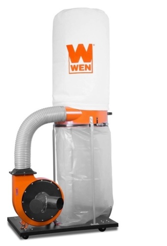 WEN DC1300 1,300 CFM 14-Amp 5-Micron Woodworking Dust Collector with 50-Gallon Collection Bag and Mobile Base - Lot 112