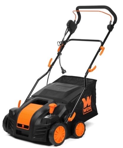 WEN DT1516 16-Inch 15-Amp 2-in-1 Electric Dethatcher and Scarifier with Collection Bag - Lot 113