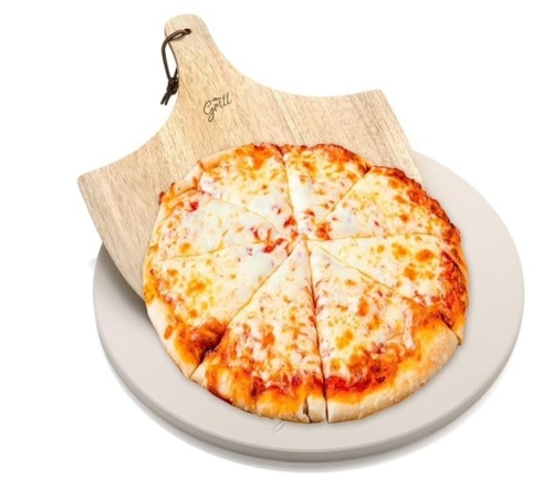 ANS GRILL PIZZA STONE | Circular Pizza Stone For Oven Baking & BBQ Grilling With Free Wooden Peel | Extra Large Round Round 15" Inches Diameter (38CM) Durable Cordierite Cooking Stone. - Lot 242