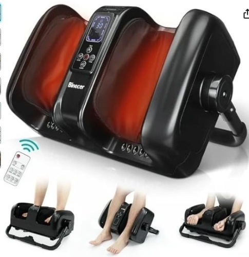 Binecer Foot Massager with Heat, Upgrade Foot Massager for Circulation and Pain Relief - Electric Foot Massager Machine with Remote, Shiatsu Foot Massager for Calf, Perfect for Home/Office $106.82  - Lot 370