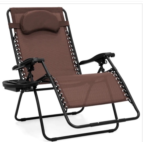 Oversized Reclining Zero Gravity Chair Lounger w/ Cup Holder, Pillow$109.99 - Lot 405