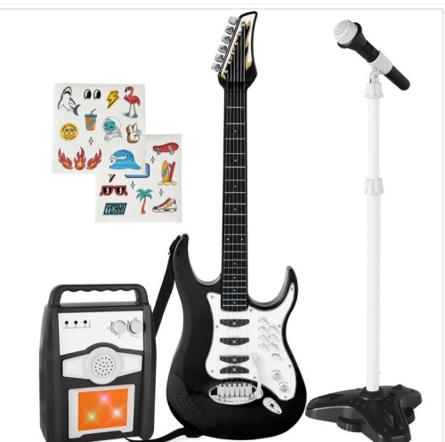 Kids Electric Guitar Toy Play Set w/ 6 Songs, Microphone, Amp $109.99 - Lot 409