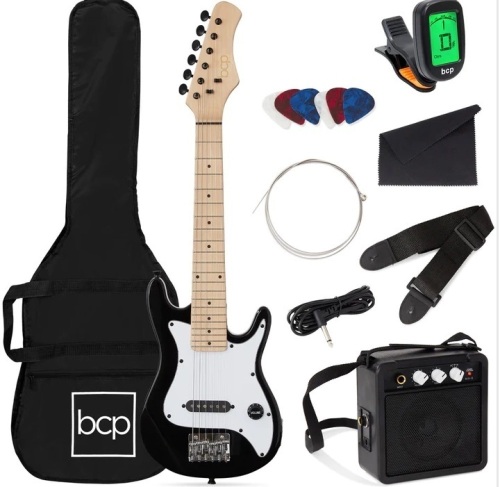 Kids Electric Guitar Beginner Starter Kit w/ 5W Amplifier - 30 in $149.99 - Lot 416