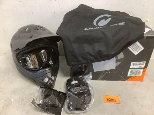Ourmurs ATV/Dirtbike Helmet With Gloves, Mask, and Goggles. - Lot 9288