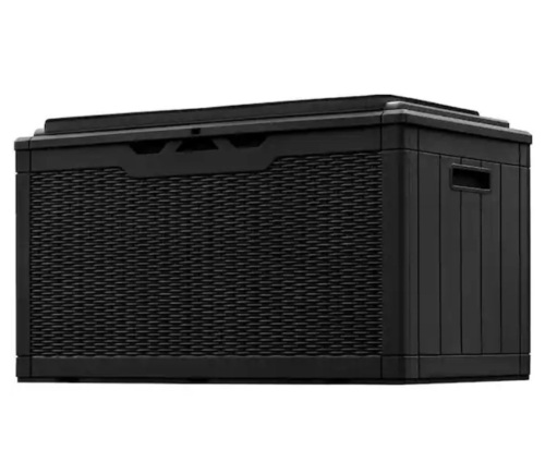 100 Gal. Fusion Style Outdoor Storage Bench Black Resin Deck Box with Cushion - Lot 128